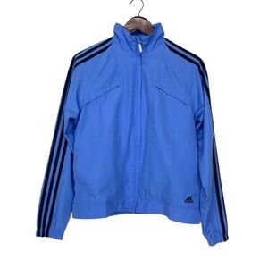 Adidas Blue Lightweight Zip Up Athletic Track Jacket W/Striped Arms Size Medium